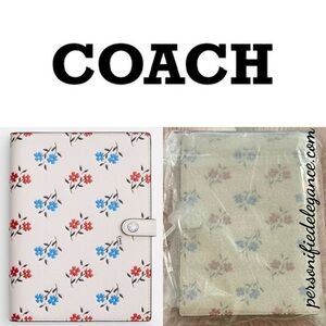 NEW Coach Refined Pebble Leather Chalk Multi Floral Print Notebook Journal